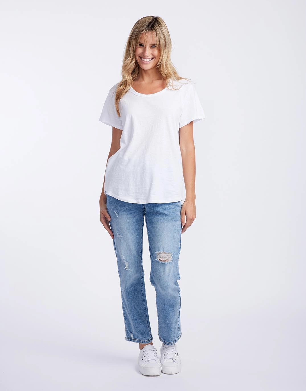 Perfect for Outdoors Plus Size Original Round Neck T-Shirt - White