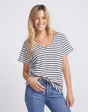 Original V Neck T-Shirt - Black/White Stripe Anti Odor Treatment