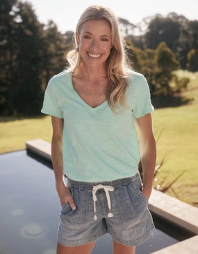 Original V Neck T-Shirt - Honeydew Mint Versatile Comfort Wear Street Style