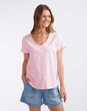 Casual Layer Look Original V Neck T-Shirt - Ice Pink
