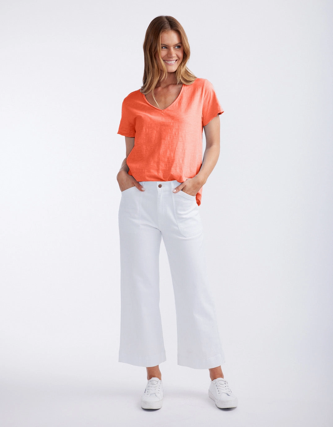 Original V Neck T-Shirt - Melon Slim Silhouette Classic Layer Wear