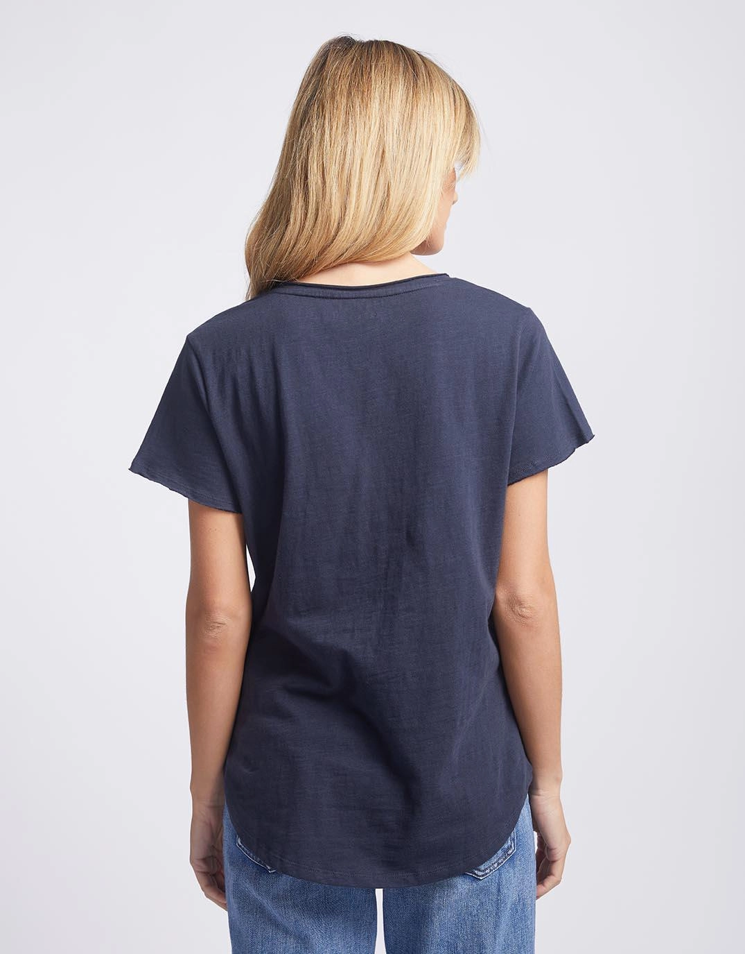 Light and Fresh Stylish Everyday Wear Original V Neck T-Shirt - Navy