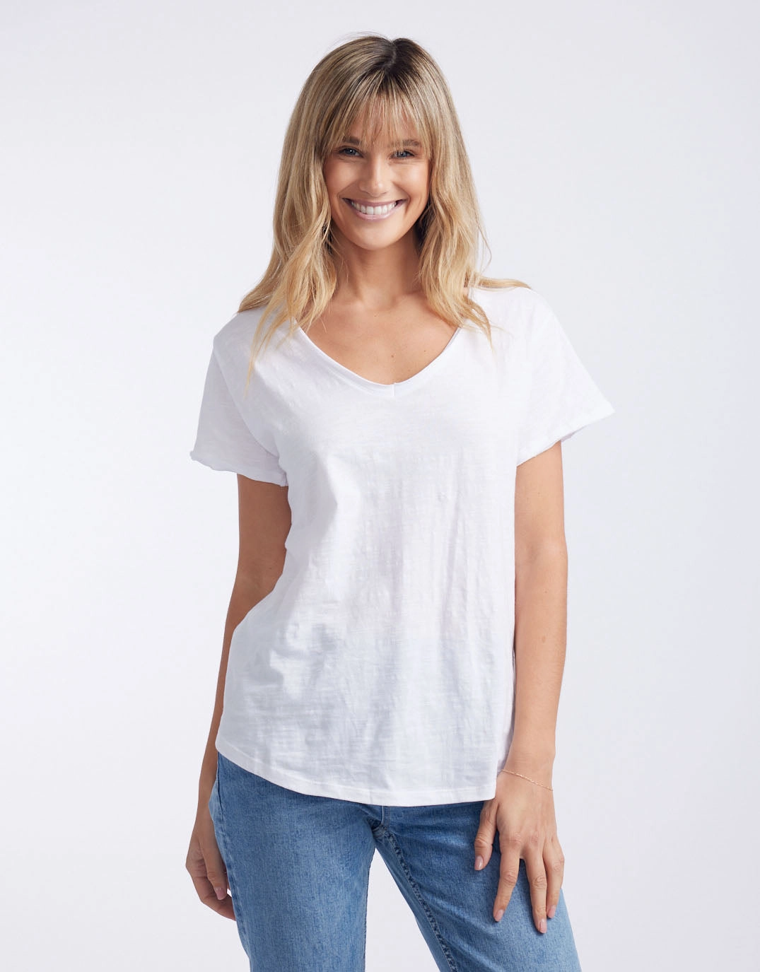 City Smart Look Original V Neck T-Shirt - White
