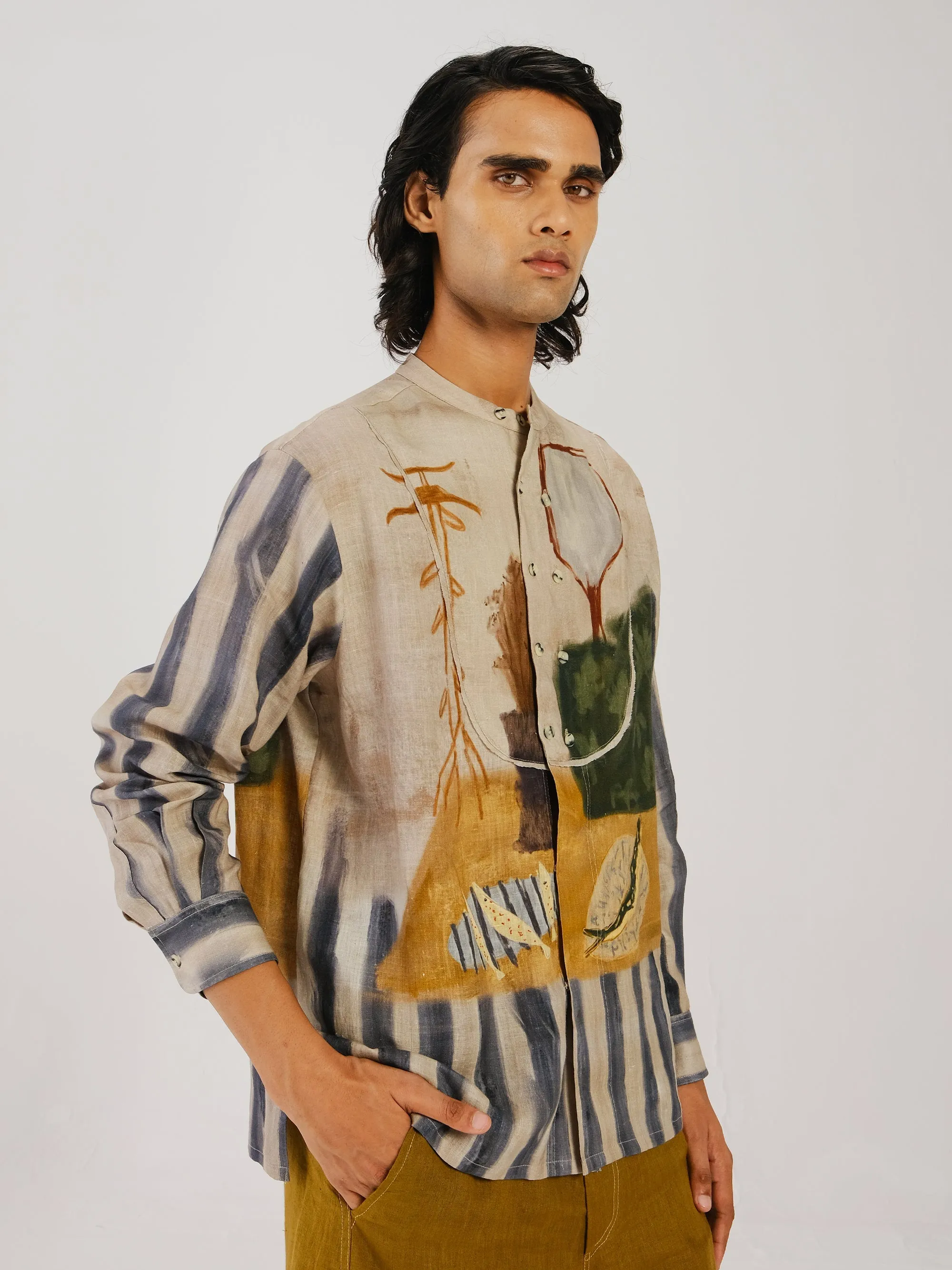 Embroidered Logo Overlap Shirt