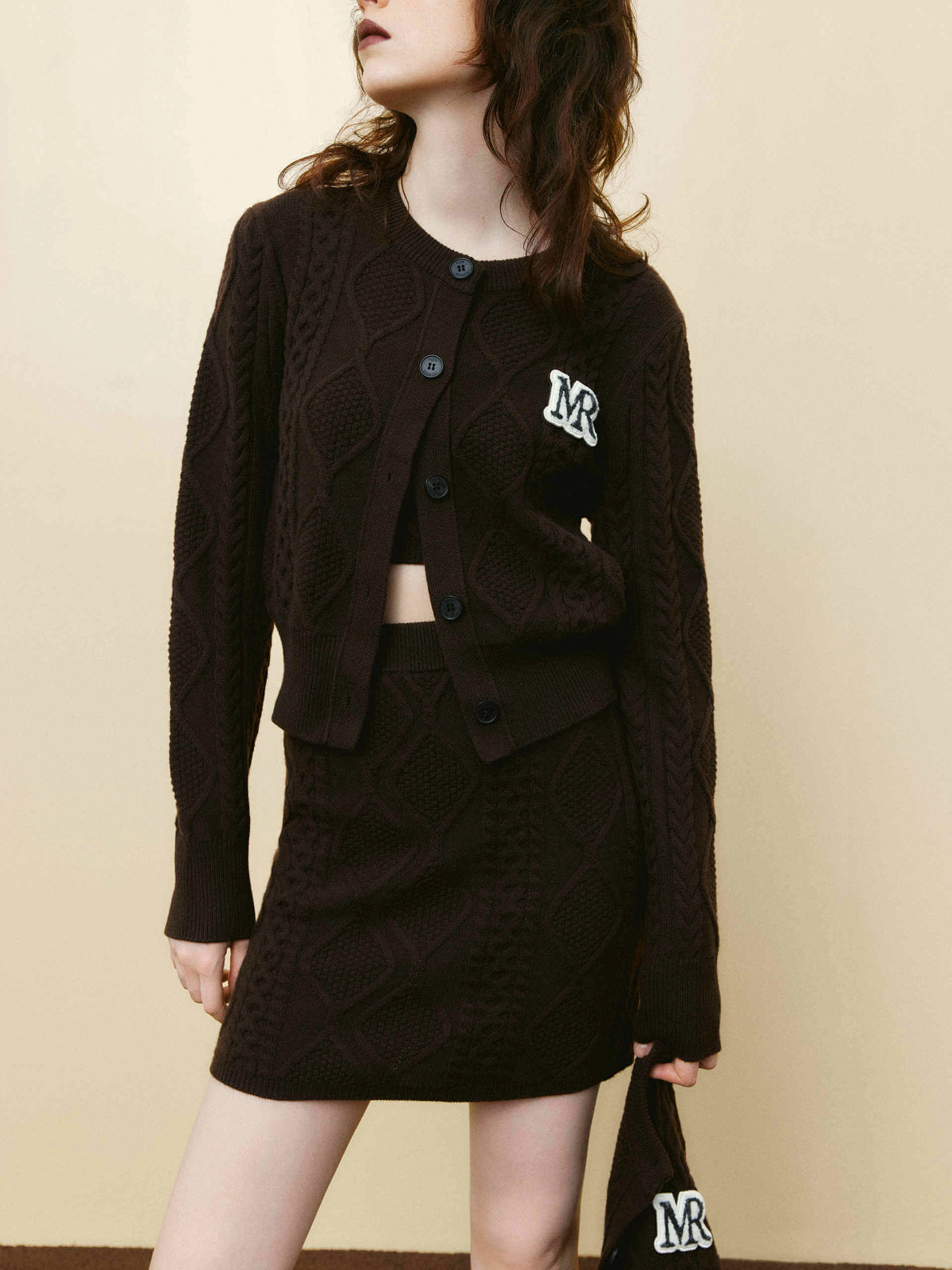 Curve Friendly Cable Knit Mini Skirt