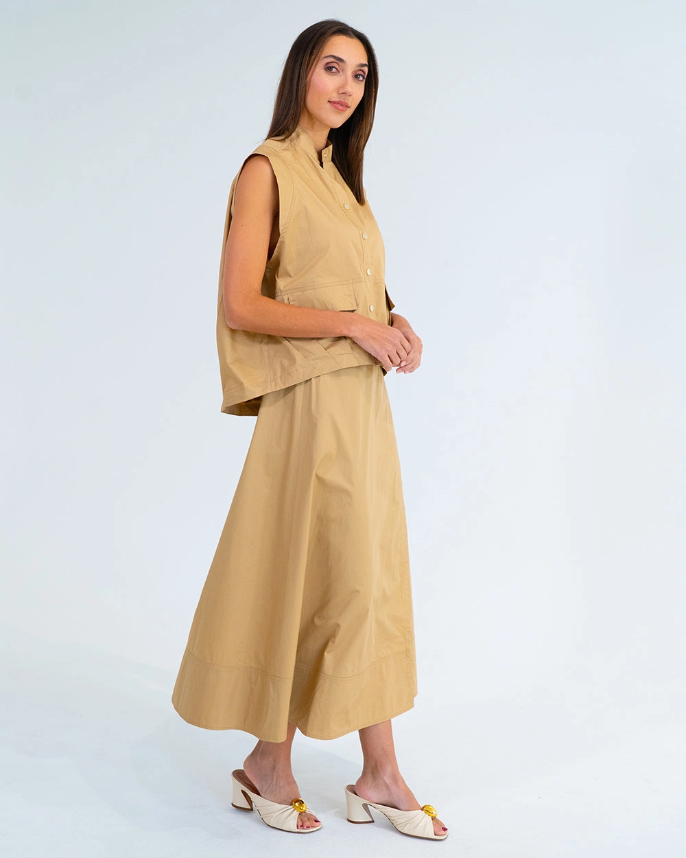Crisp Details Business Meeting Evelyn Skirt - Camel