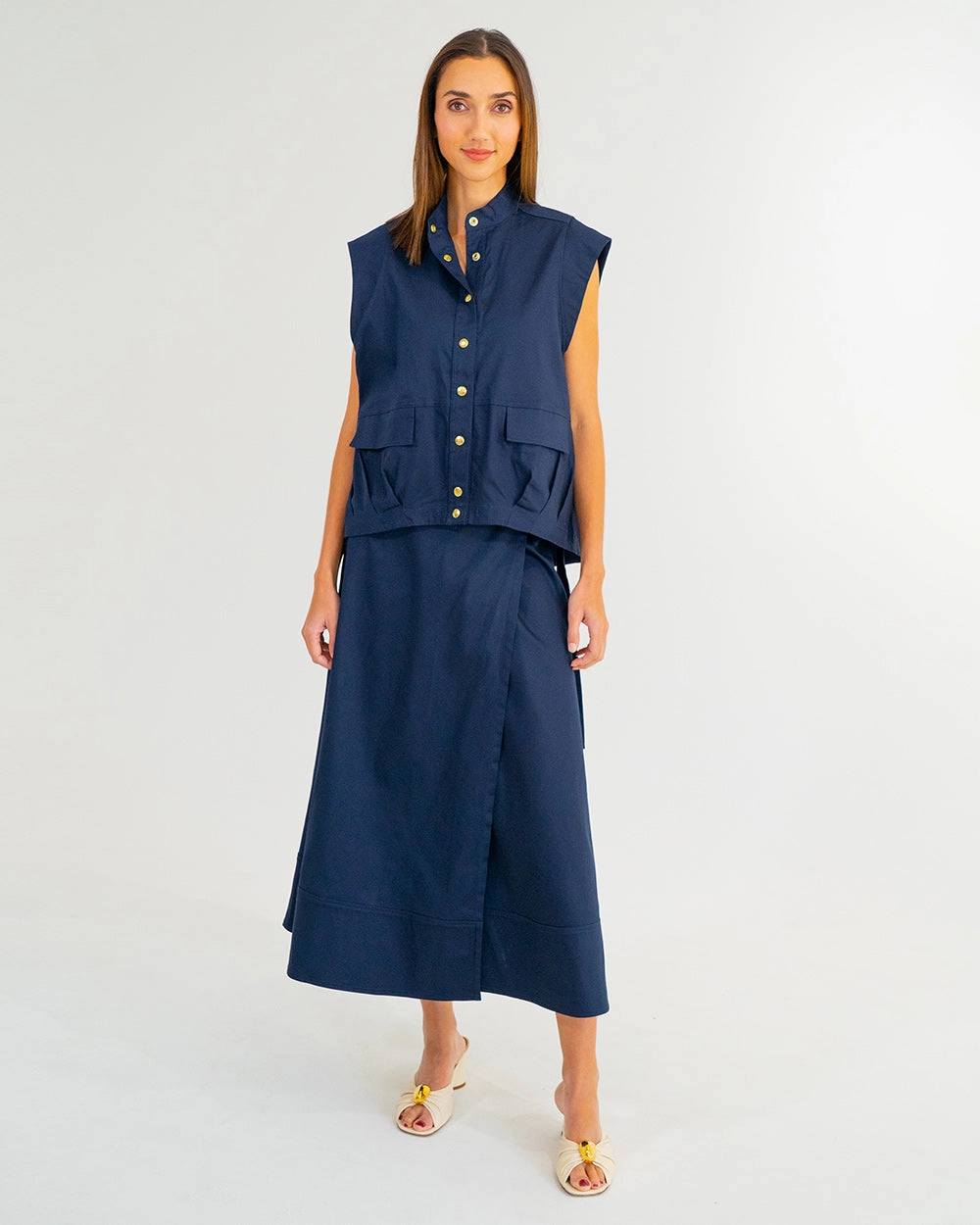 Evelyn Skirt - Navy Anti Static Lining
