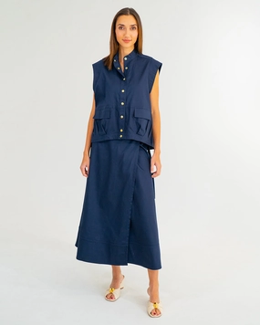 Evelyn Skirt - Navy Anti Static Lining