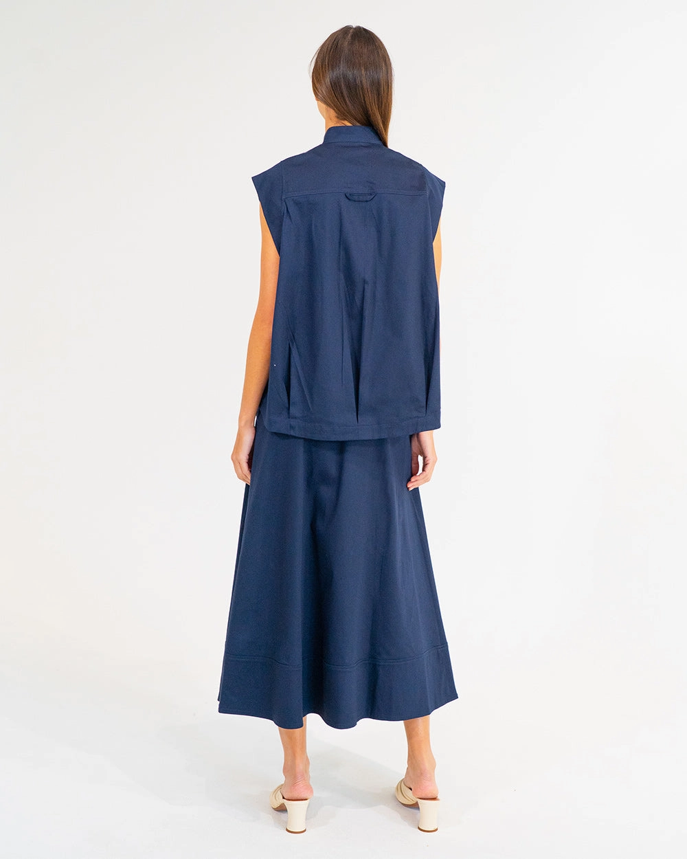 Evelyn Skirt - Navy Neat Fit Velvet Finish