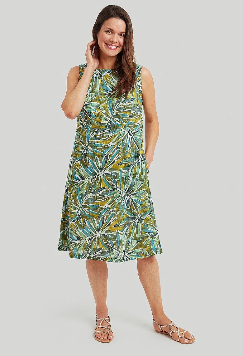 Satin Glow Cool Simplicity Palm House Valerie Dress ?C Green Mix
