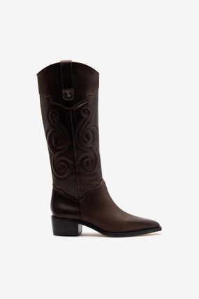 Paloma Boot In Brown Shadow Leather rain walk