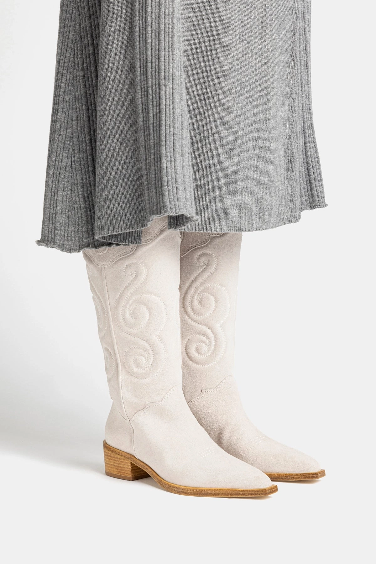 Paloma Boot In Mushroom Grey Suede Slip On Convenience