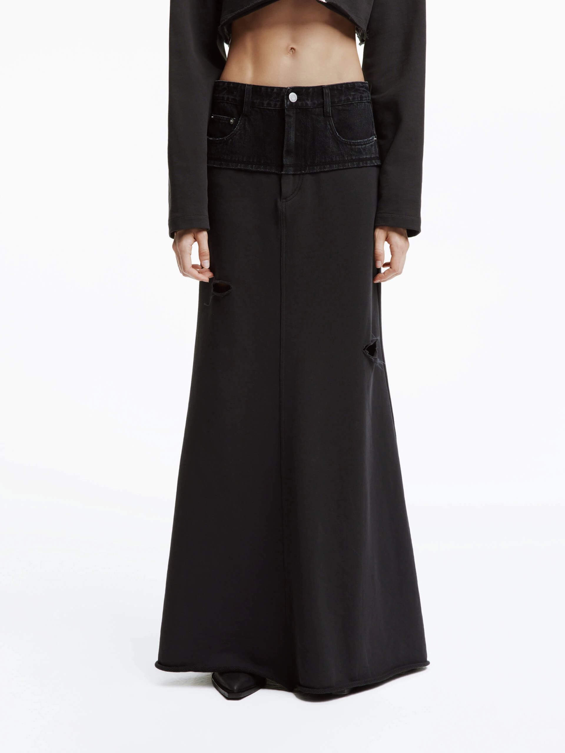 Street Look Date night Paneled Ripped Detail Skirt