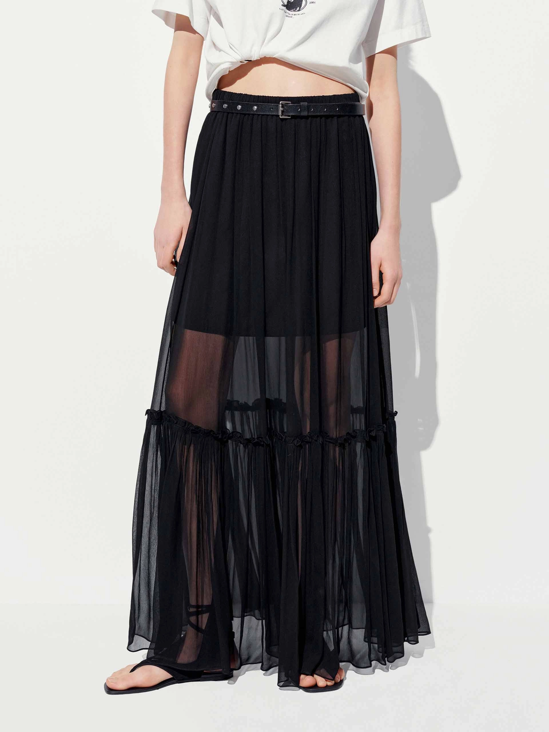 Paneled Tulle Maxi Skirt Hypoallergenic fabric