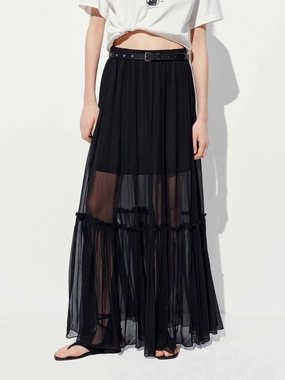 Paneled Tulle Maxi Skirt Hypoallergenic fabric