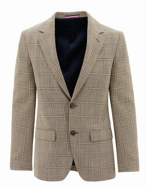 Classic Casual Look Parker Beige Checked Sports Jacket