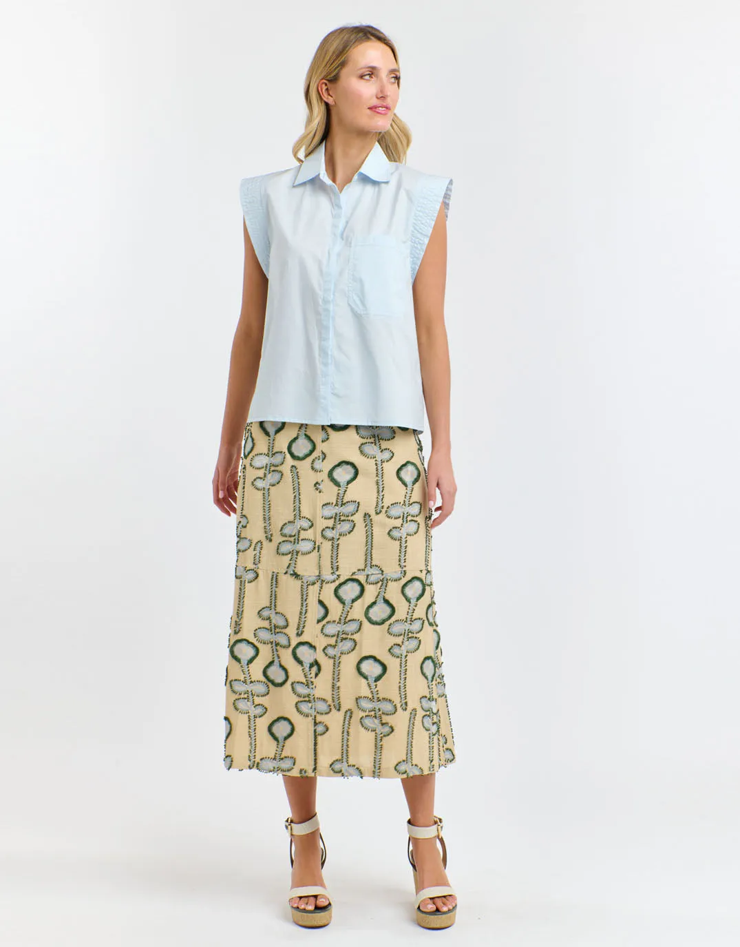 Hooded Neckline Gigi Shirt - Powder Blue