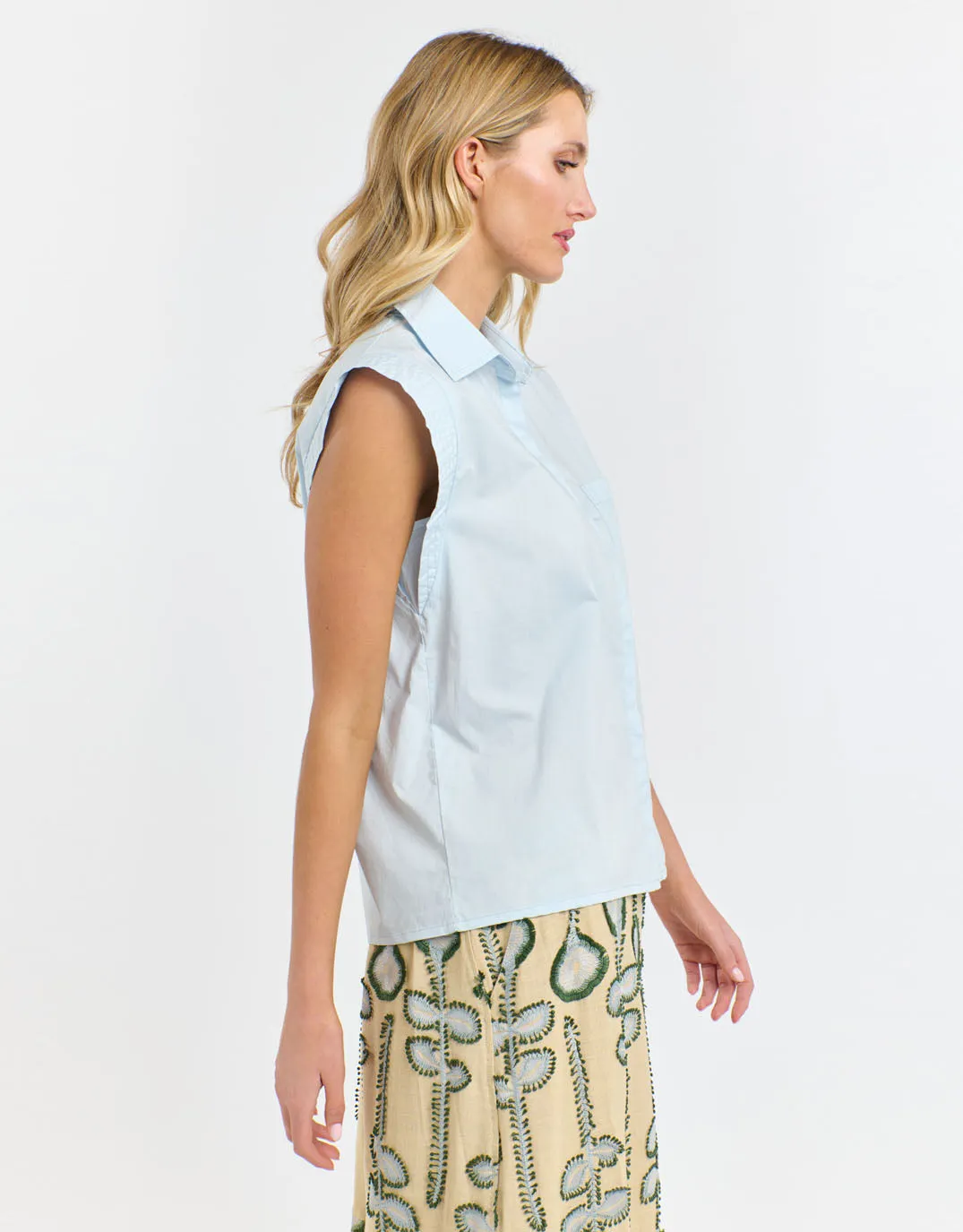 Gigi Shirt - Powder Blue Relaxed Vibe Polished Look