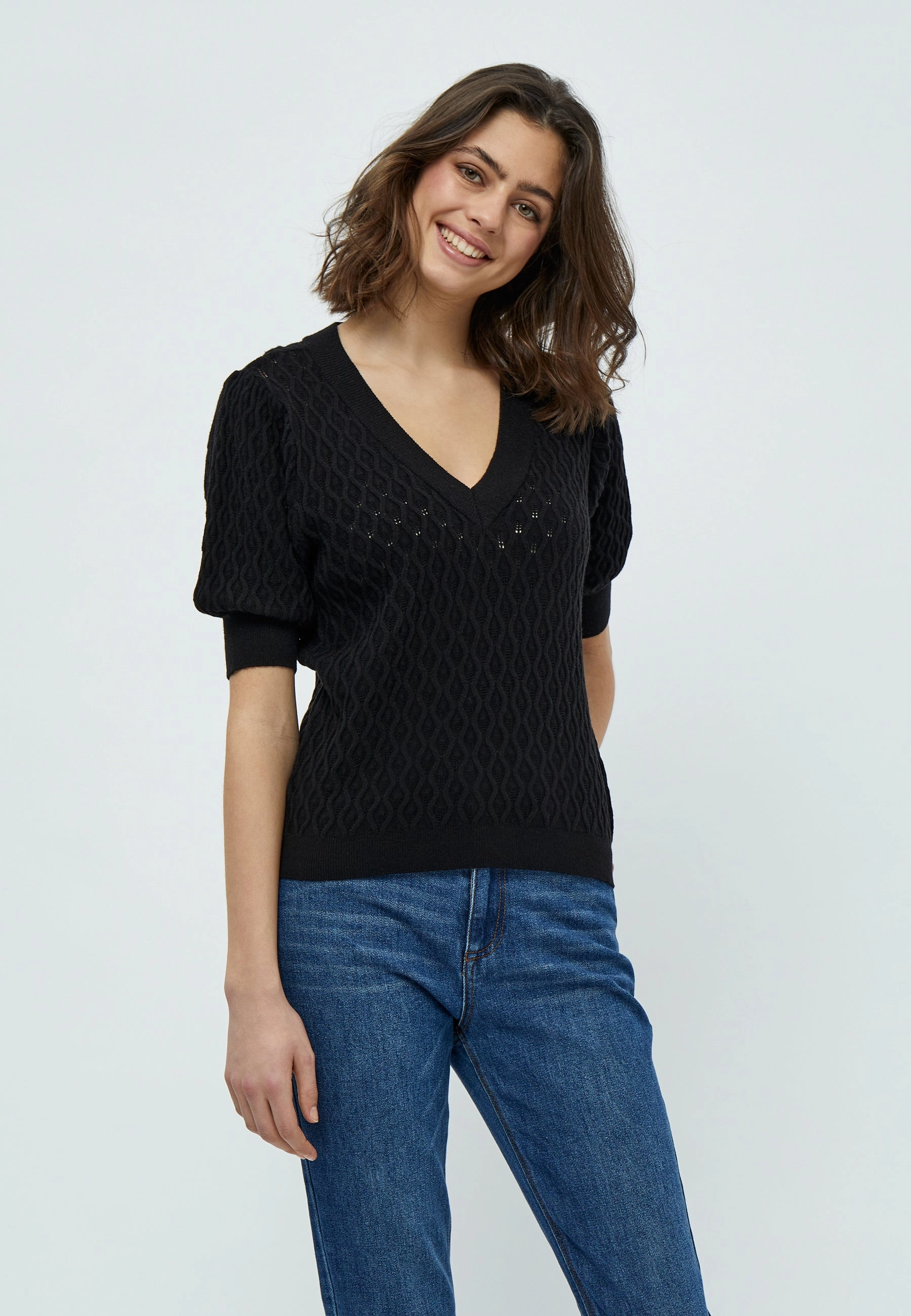 PreWashed AllPurpose Design PC1718 Rosalia Puff Sleeve Sweater - Black