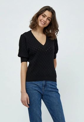 PC1718 Rosalia Puff Sleeve Sweater - Black Laser Cut Edges stain resistant coating