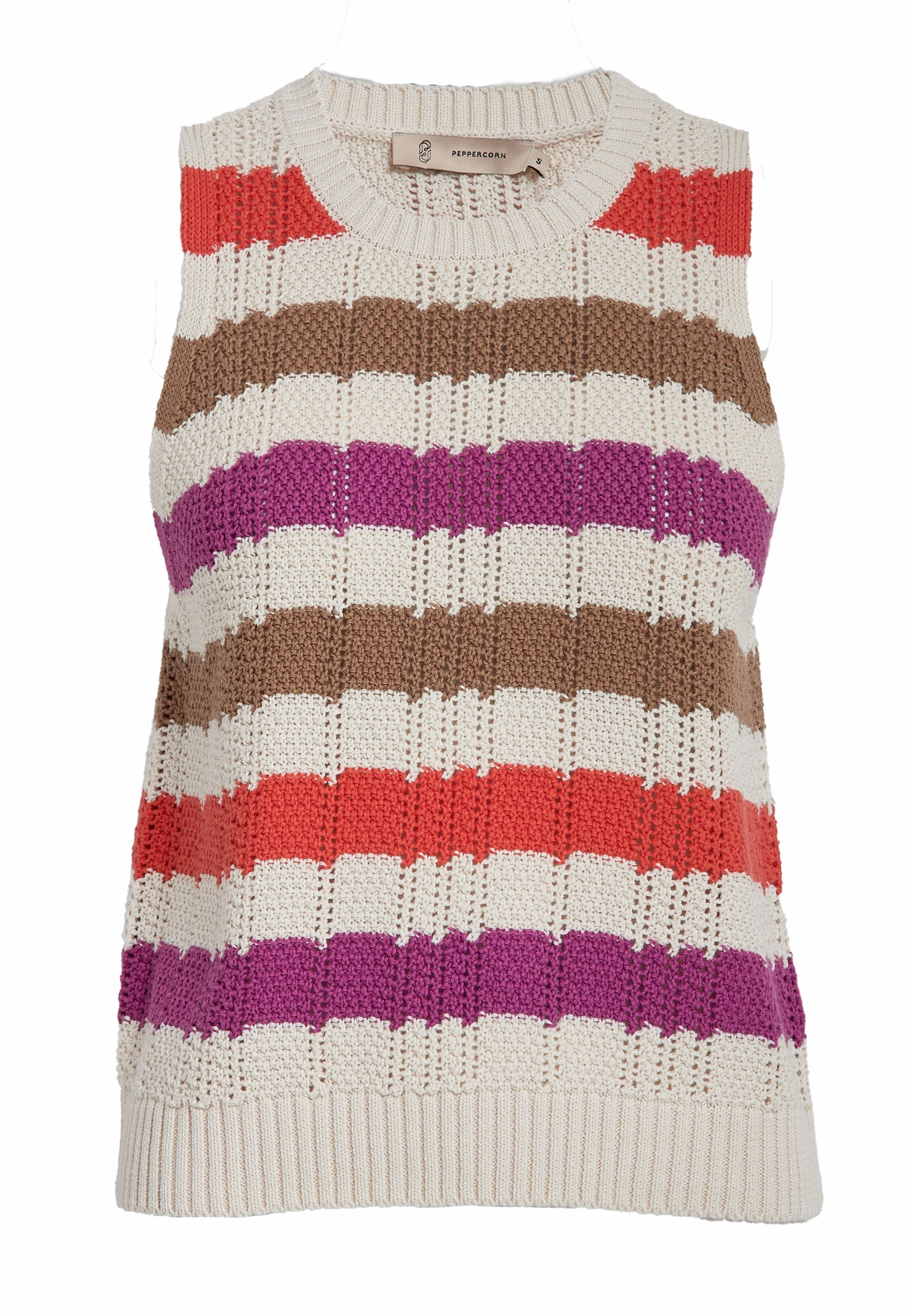 TaglessDesign Lightweight pullover PC7870 Aida Striped Sweater - Hot Coral Stripe