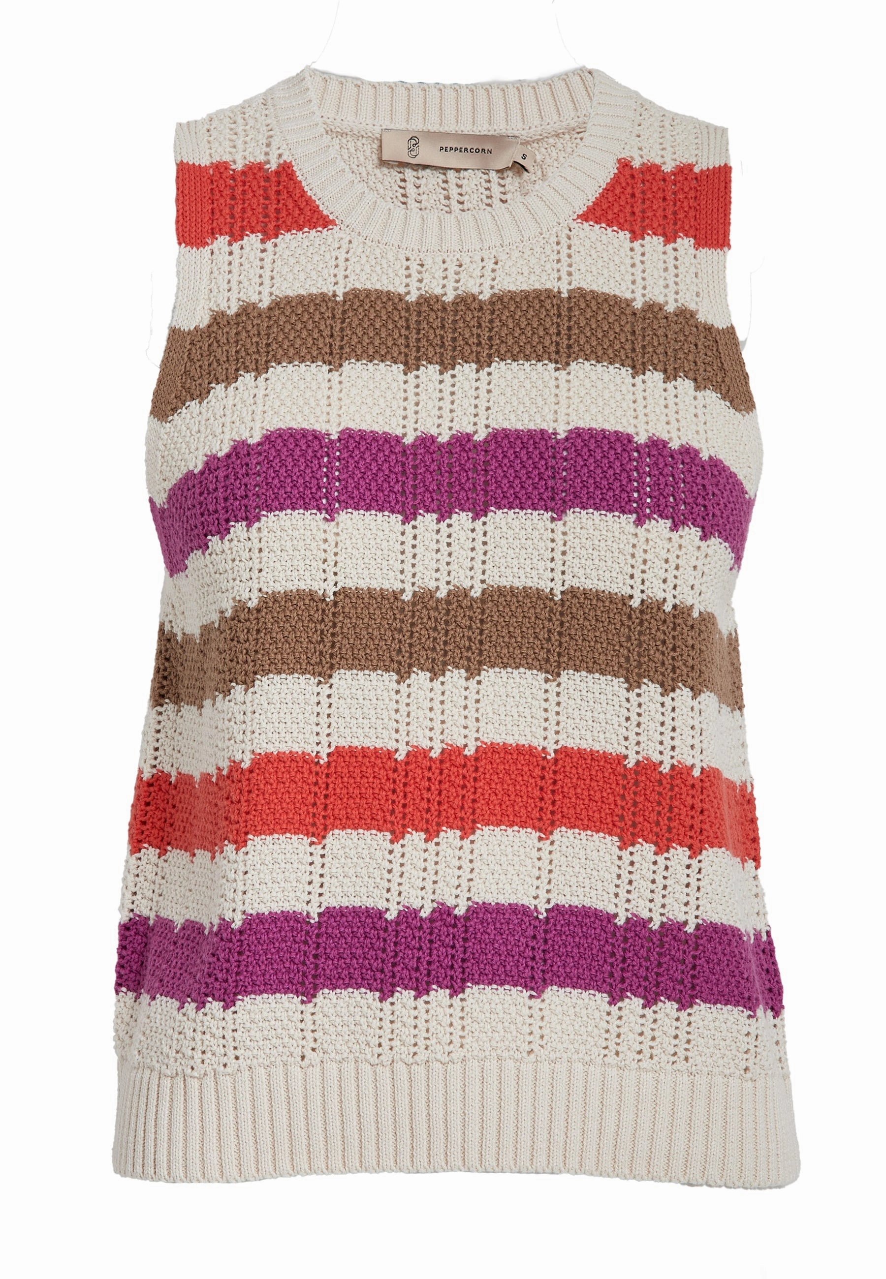 PC7870 Aida Striped Sweater - Hot Coral Stripe HoodedVersion LowProfileZipperSystem