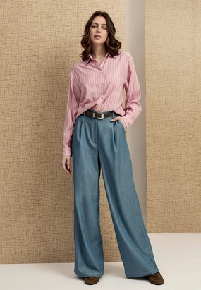 Perfect Movement PC8179 Filippa Wide Leg Pant - Allure Blue Metallic