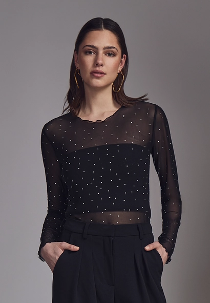 PC8208 Lia Mesh Top - Black Snag Resistant Surface