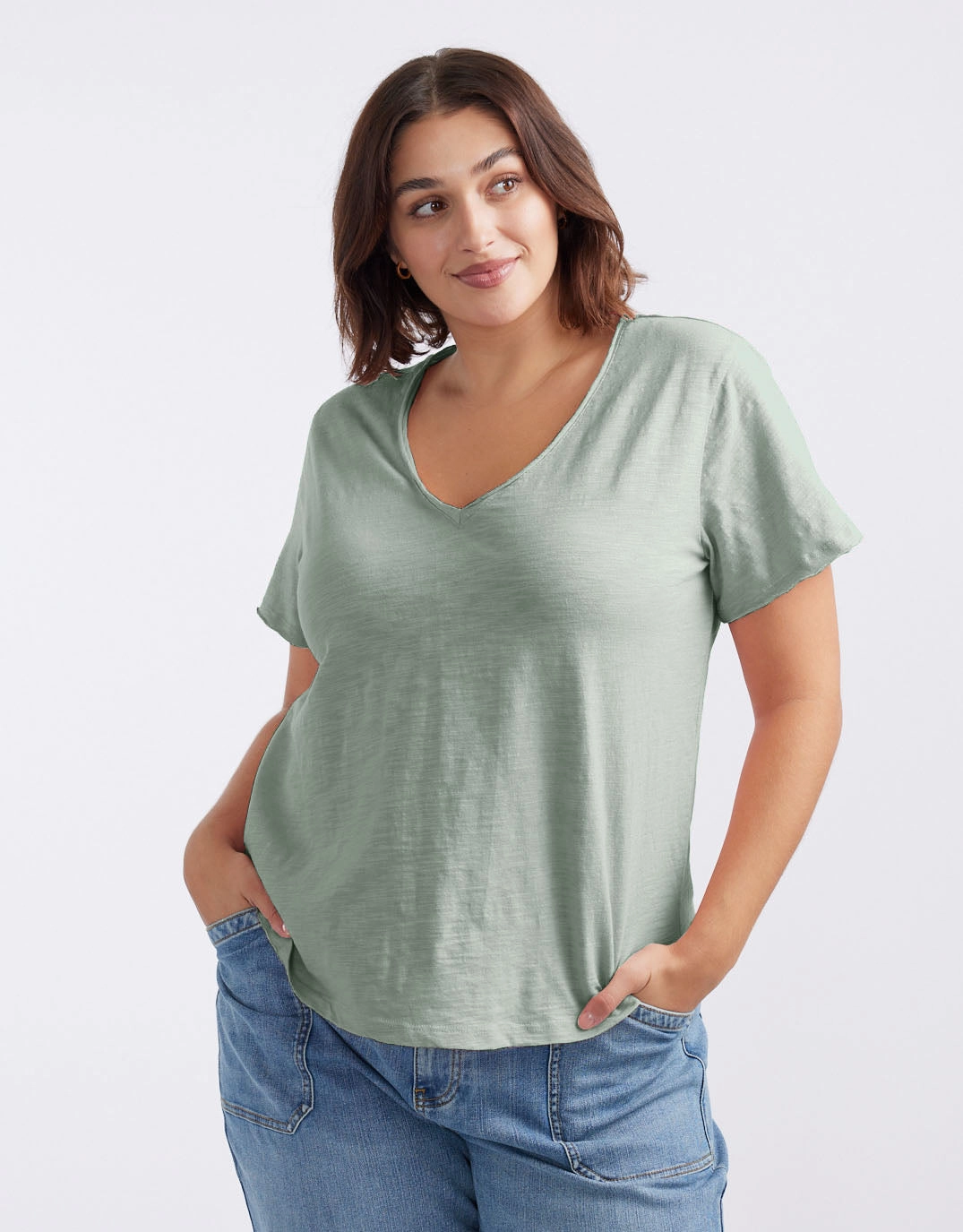 Original V Neck T-Shirt - Sage Summer Fashion