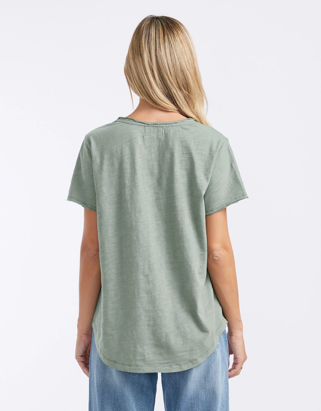 Original V Neck T-Shirt - Sage Garment Washed Texture Printed design