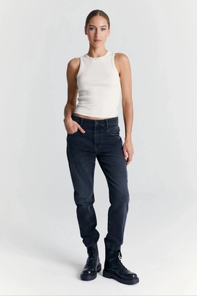 Comfortable Style Modern Waist Victoria - Boyfriend Jean - Black Vintage - L30