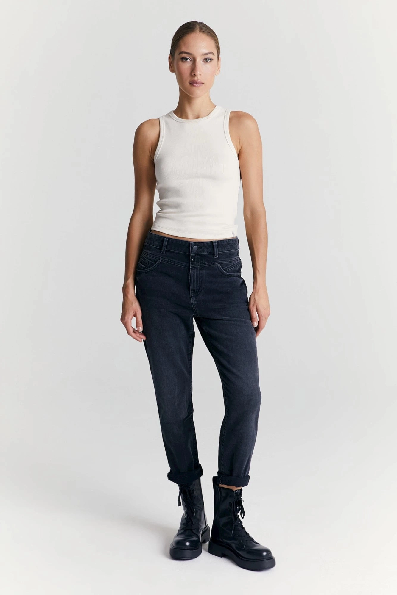 Durable Hemming Quick Fit Design Victoria - Boyfriend Jean - Black Vintage - L30