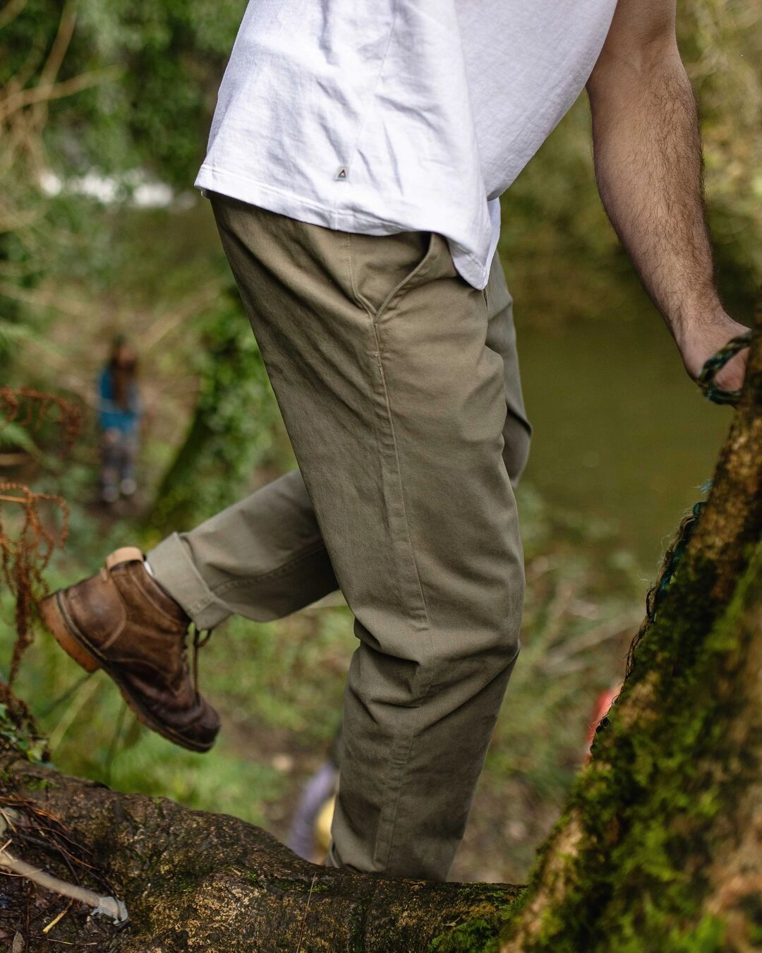 Light Fit Slim Comfort 365 Organic Cotton Trouser - Dusty Olive