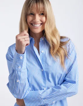 Hayley Classic Shirt - Blue/White Stripe Current Style Shimmer Effect