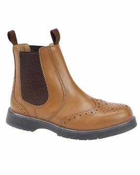 Date Ready Grafters Mens Brogue Capped Twin Gusset Chelsea Boots