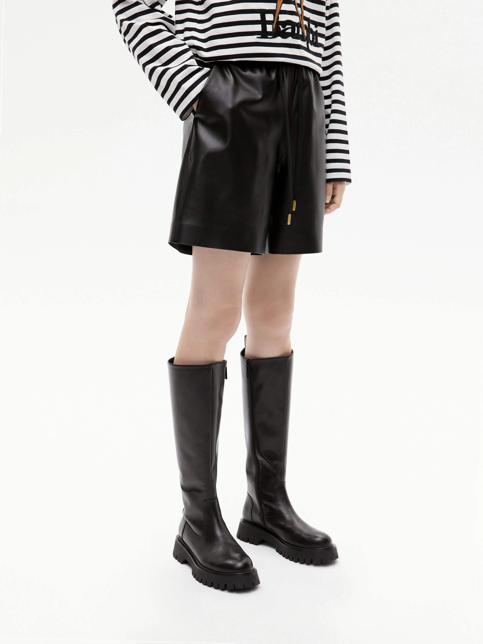 sunglasses Non Irritating Tags Drawstring Waist Leather Shorts