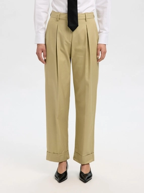SELECTED Tapered Dora Pants in Slate Green Flexible Knee Articulation