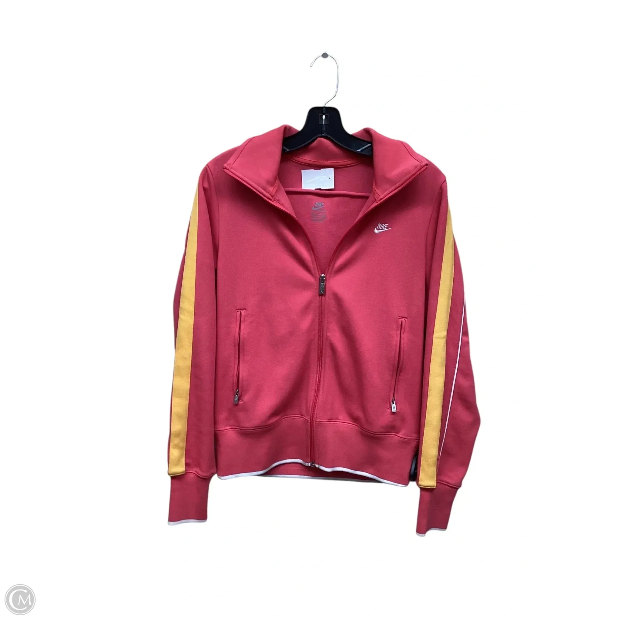 Athletic Jacket By Nike Apparel In Pink & Yellow, Size: M Laser Cut Vents