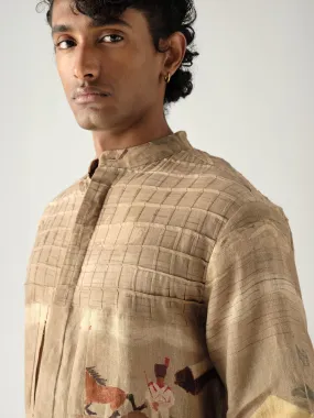 Low Profile Pocket Design Unisex Design Pintuck Collarless Shirt
