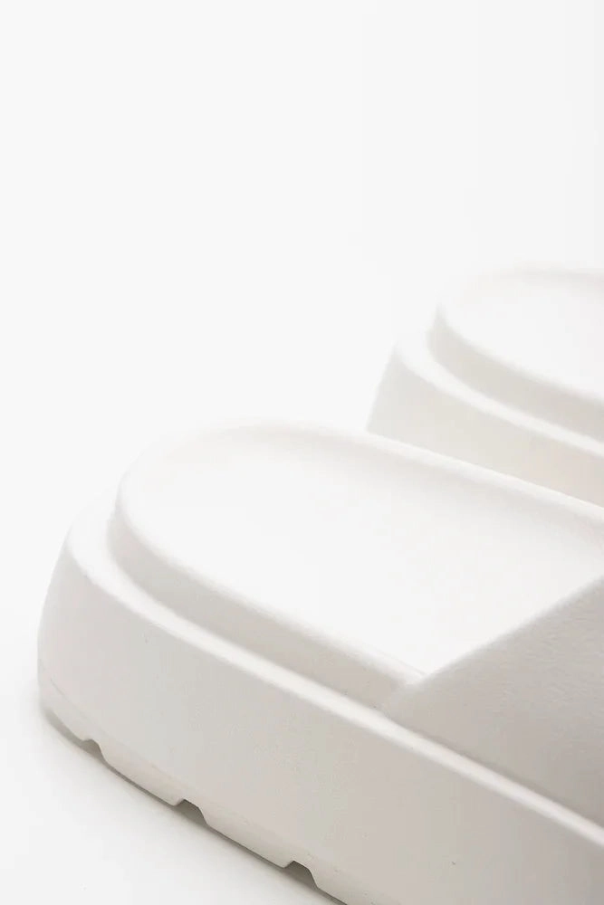 Platform Slide White Comfortable Slip-Ons All Day Wear Comfort
