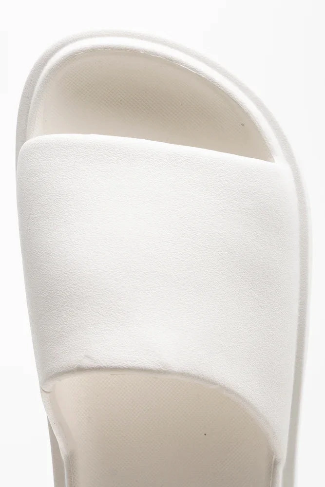 Platform Slide White Synthetic Stylish