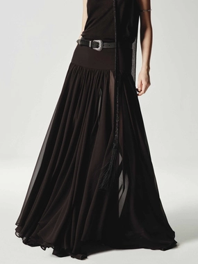 Pleated Flowy Maxi Skirt Sophisticated Mood Wearable Art