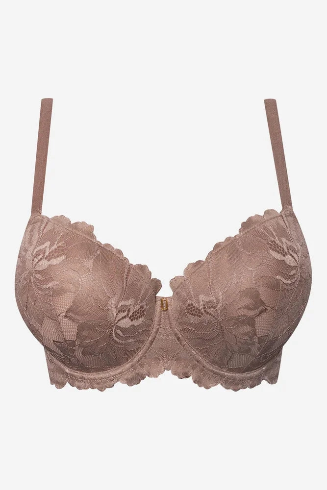 Plus Size 2 Pack Lace Balconette Bras Black And Natural Non-Binding Band