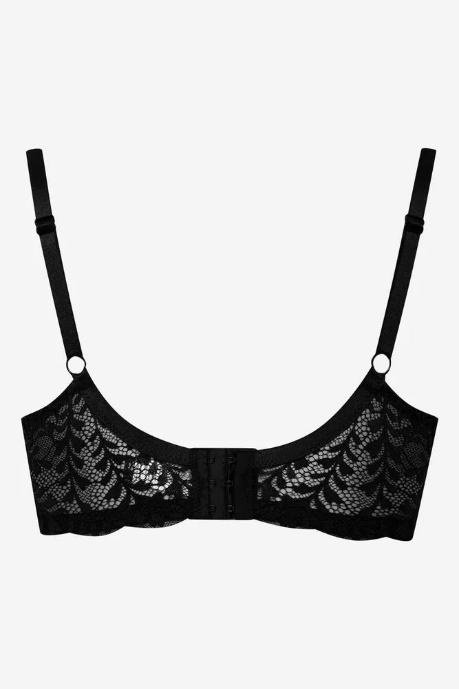 Plus Size 2 Pack Lace Balconette Bras Black And Natural Non slip grip