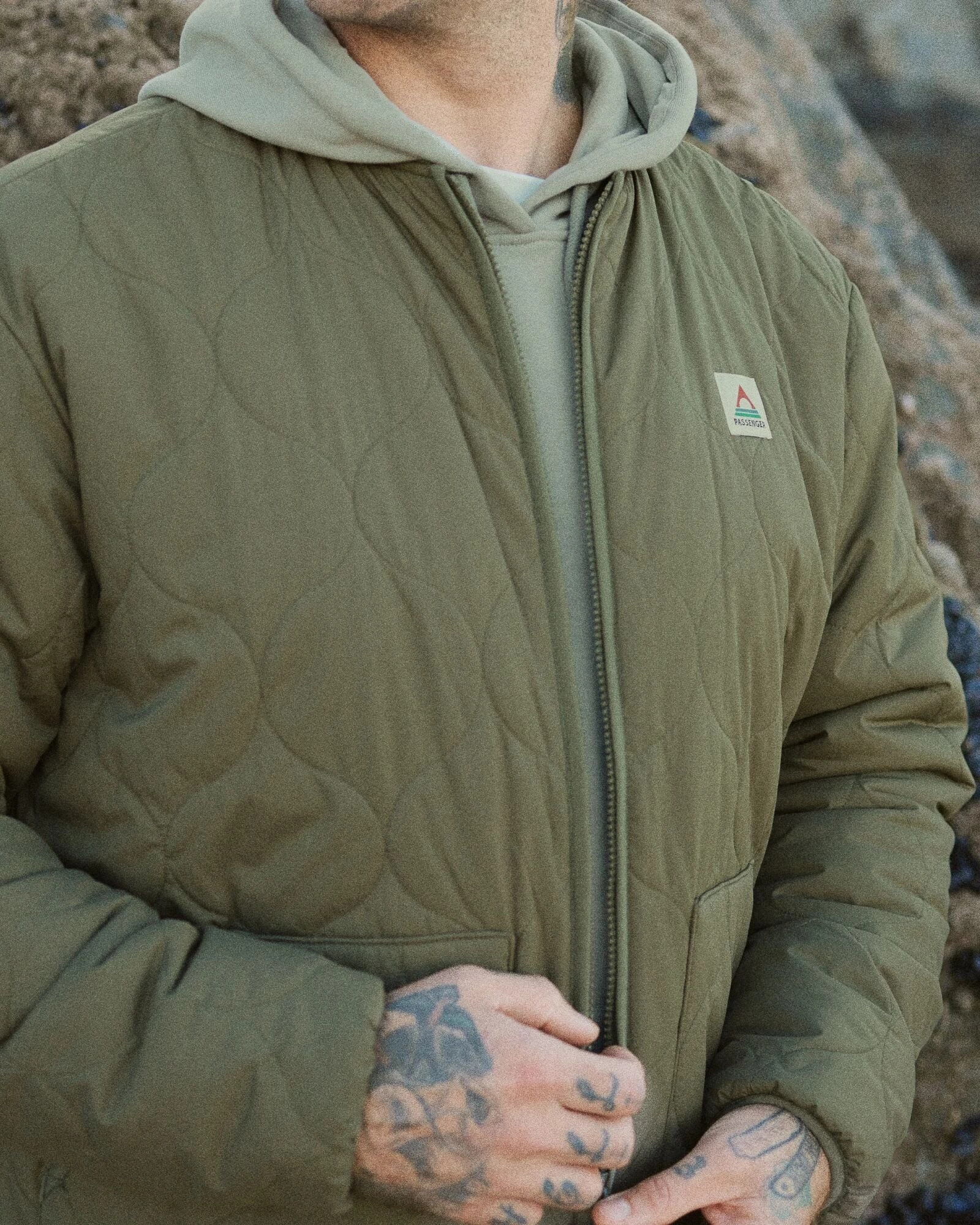 Hytte Recycled Fleece-lined Jacket - Dusty Olive Smooth Glide Fasteners