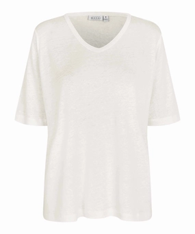 1010605 MaBallumi Linen Blend Top - White Bonded Seam Technique