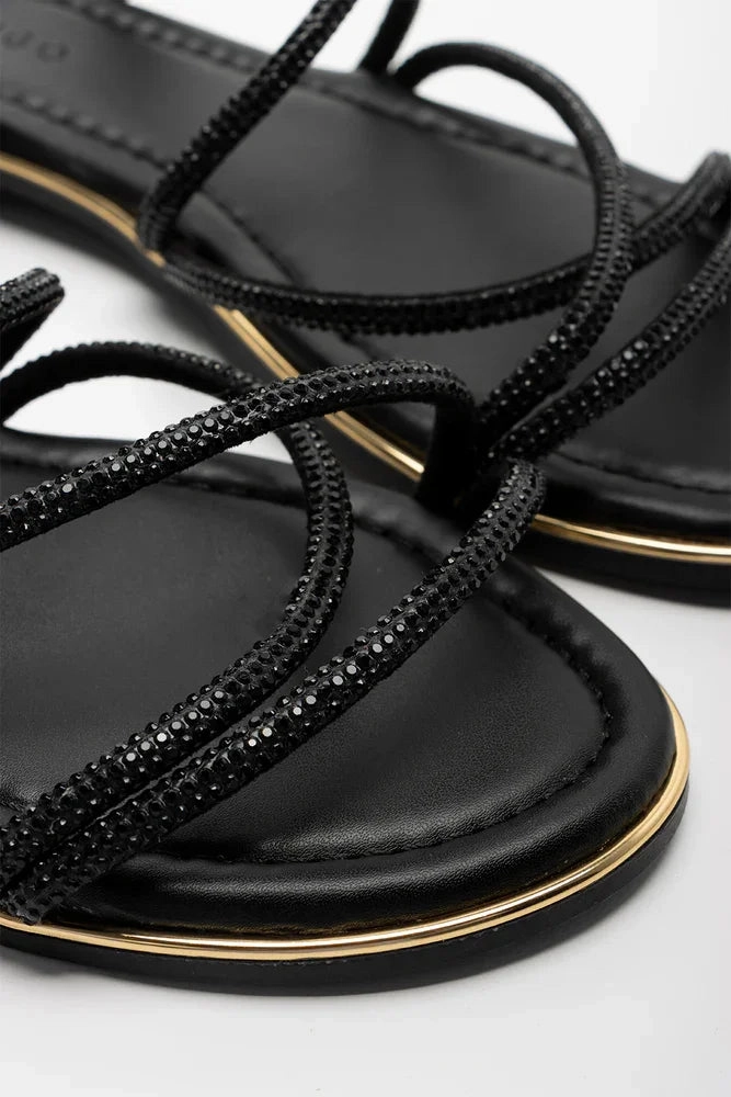 fashionable footwear Diamante Strappy Sandal Black