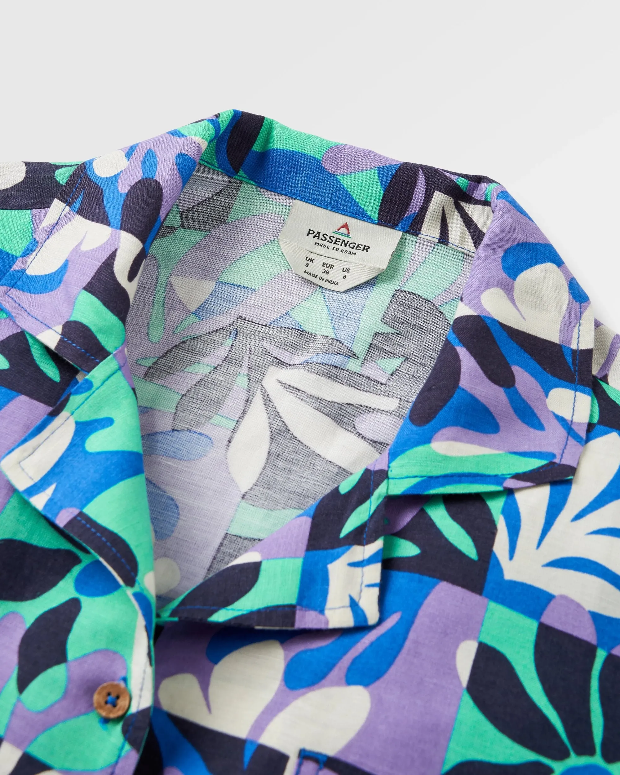 Arden Linen Short Sleeve Shirt - Mountain Foliage Purple Tear Resistant Reinforcement Petite Cut