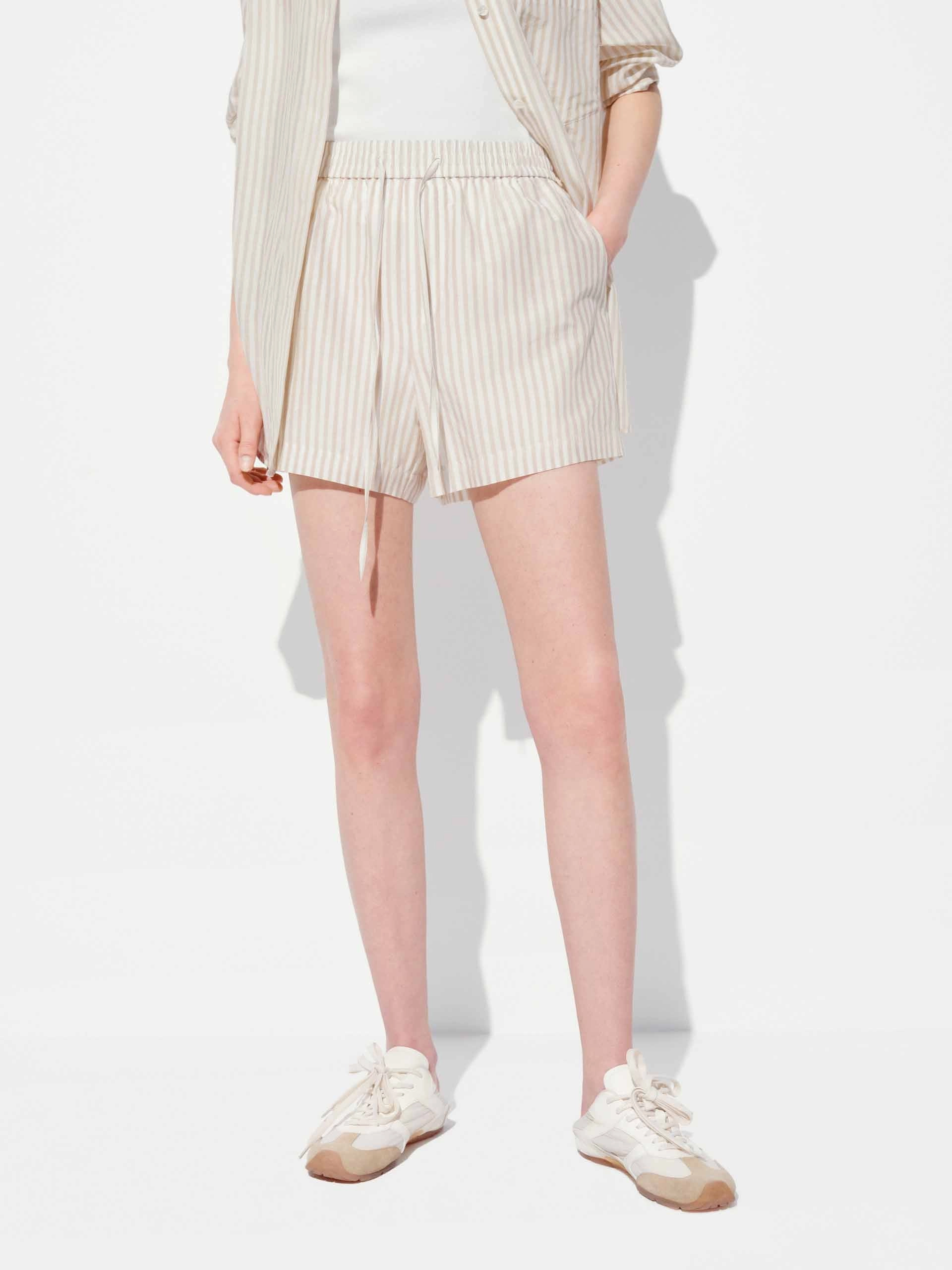 Cotton Silk Striped Shorts Warm Day Outfit