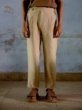 Quick Layer Linen Buckled Pants